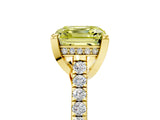 Yellow gold Fancy Yellow Asscher  Brilliant Diamond Solitaire with Pavé Band and Four-Prong Setting