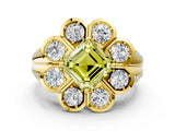 Yellow gold Fancy Yellow Asscher  Brilliant Flower Halo Diamond Split Shank Ring_26