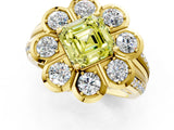 Yellow gold Fancy Yellow Asscher  Brilliant Flower Halo Diamond Split Shank Ring_27