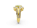 Yellow gold Fancy Yellow Asscher  Brilliant Flower Halo Diamond Split Shank Ring_28