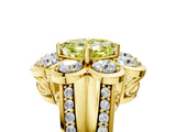 Yellow gold Fancy Yellow Asscher  Brilliant Flower Halo Diamond Split Shank Ring_31