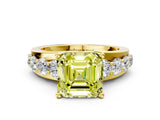 Yellow gold Fancy Yellow Asscher  Brilliant Solitaire with Side Stones on a Pave Band and Four-Prong Setting_24