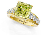 Yellow gold Fancy Yellow Asscher  Brilliant Solitaire with Side Stones on a Pave Band and Four-Prong Setting_25