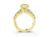 Yellow gold Fancy Yellow Asscher  Brilliant Solitaire with Side Stones on a Pave Band and Four-Prong Setting_27