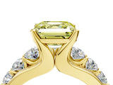 Yellow gold Fancy Yellow Asscher  Brilliant Solitaire with Side Stones on a Pave Band and Four-Prong Setting_28