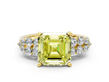 Yellow gold Fancy Yellow Asscher  Cluster Diamond Engagement Ring with Pavé Band and Four-Prong Setting_17