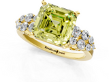 Yellow gold Fancy Yellow Asscher  Cluster Diamond Engagement Ring with Pavé Band and Four-Prong Setting_18