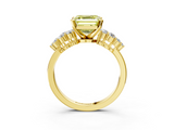 Yellow gold Fancy Yellow Asscher  Cluster Diamond Engagement Ring with Pavé Band and Four-Prong Setting_20