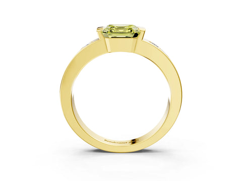 Yellow gold Fancy Yellow Asscher Cut Brilliant Channel-Set Diamond Ring with Bezel Prong Setting_3