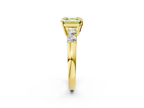 Yellow gold Fancy Yellow Asscher Cut Brilliant Diamond Five-Stone Engagement Ring with Prong Setting on a Classic Band_5