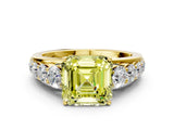 Yellow gold Fancy Yellow Asscher Cut Brilliant Diamond Pavé Band with Six-Prong Setting_12