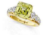 Yellow gold Fancy Yellow Asscher Cut Brilliant Diamond Pavé Band with Six-Prong Setting_13