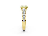 Yellow gold Fancy Yellow Asscher Cut Brilliant Diamond Pavé Band with Six-Prong Setting_14