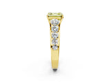 Yellow gold Fancy Yellow Asscher Cut Brilliant Diamond Pavé Band with Six-Prong Setting_2