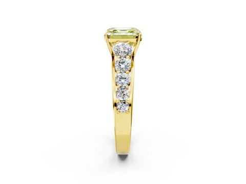 Yellow gold Fancy Yellow Asscher Cut Brilliant Diamond Pavé Band with Six-Prong Setting_2
