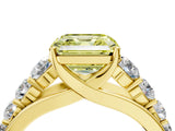 Yellow gold Fancy Yellow Asscher Cut Brilliant Diamond Pavé Band with Six-Prong Setting_4