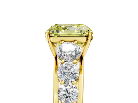 Yellow gold Fancy Yellow Asscher Cut Brilliant Diamond Pavé Band with Six-Prong Setting_5