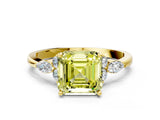 Yellow gold Fancy Yellow Asscher Cut Brilliant Diamond Solitaire Ring with Pear Side Stones and Four-Prong Setting_3