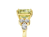 Yellow gold Fancy Yellow Asscher Cut Brilliant Diamond Solitaire Ring with Pear Side Stones and Four-Prong Setting_8
