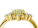 Yellow gold Fancy Yellow Asscher Cut Brilliant Diamond with Cluster Setting on a Beaded Band and Four-Prong Setting_4
