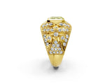 Yellow gold Fancy Yellow Asscher Cut Brilliant Halo Pave Diamond Milgrain Ring_2