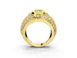 Yellow gold Fancy Yellow Asscher Cut Brilliant Halo Pave Diamond Milgrain Ring_3