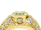 Yellow gold Fancy Yellow Asscher Cut Brilliant Halo Pave Diamond Milgrain Ring_4