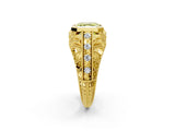 Yellow gold Fancy Yellow Asscher Cut Brilliant Milgrain Filigree Diamond Ring with Square Prong Setting_2