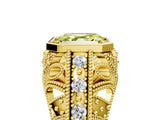 Yellow gold Fancy Yellow Asscher Cut Brilliant Milgrain Filigree Diamond Ring with Square Prong Setting_5