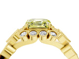 Yellow gold Fancy Yellow Asscher Cut Brilliant Milgrain Pave Heart Band Solitaire Ring_16