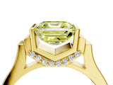 Yellow gold Fancy Yellow Asscher Cut Brilliant Solitaire Diamond Ring with Channel Set Band and Bar Prong Setting_4
