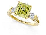Yellow gold Fancy Yellow Asscher Cut Brilliant Three-Stone Pave Band with Four-Prong Setting_1
