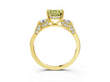 Yellow gold Fancy Yellow Asscher Cut Brilliant Three-Stone Pave Band with Four-Prong Setting_3