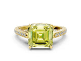 Yellow gold Fancy Yellow Asscher  Cut Cathedral Pave Diamond Engagement Ring with Six-Prong Setting_33