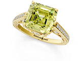 Yellow gold Fancy Yellow Asscher  Cut Cathedral Pave Diamond Engagement Ring with Six-Prong Setting_34