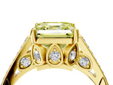 Yellow gold Fancy Yellow Asscher  Cut Cathedral Pave Diamond Engagement Ring with Six-Prong Setting_37