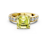 Yellow gold Fancy Yellow Asscher  Cut Channel Set Diamond Engagement Ring with Four-Prong Setting