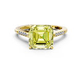 Yellow gold Fancy Yellow Asscher  Cut Channel Set Solitaire Engagement Ring with Four-Prong Setting