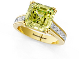 Yellow gold Fancy Yellow Asscher  Cut Channel Set Solitaire Engagement Ring with Prong Setting_1