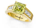 Yellow gold Fancy Yellow Asscher Cut Cut Channel Set Solitaire Ring with Four-Prong Setting_1