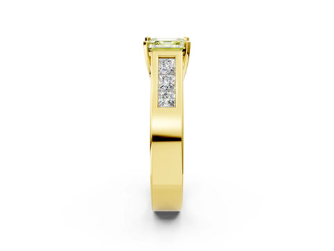 Yellow gold Fancy Yellow Asscher Cut Cut Channel Set Solitaire Ring with Four-Prong Setting_2