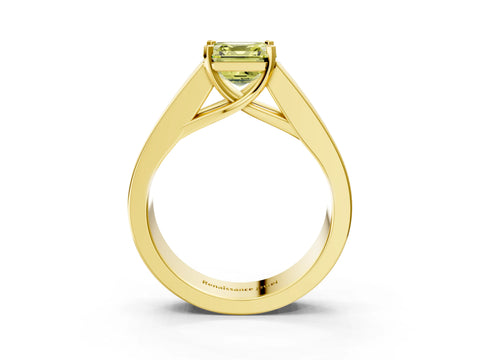 Yellow gold Fancy Yellow Asscher Cut Cut Channel Set Solitaire Ring with Four-Prong Setting_3