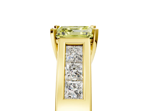 Yellow gold Fancy Yellow Asscher Cut Cut Channel Set Solitaire Ring with Four-Prong Setting_5
