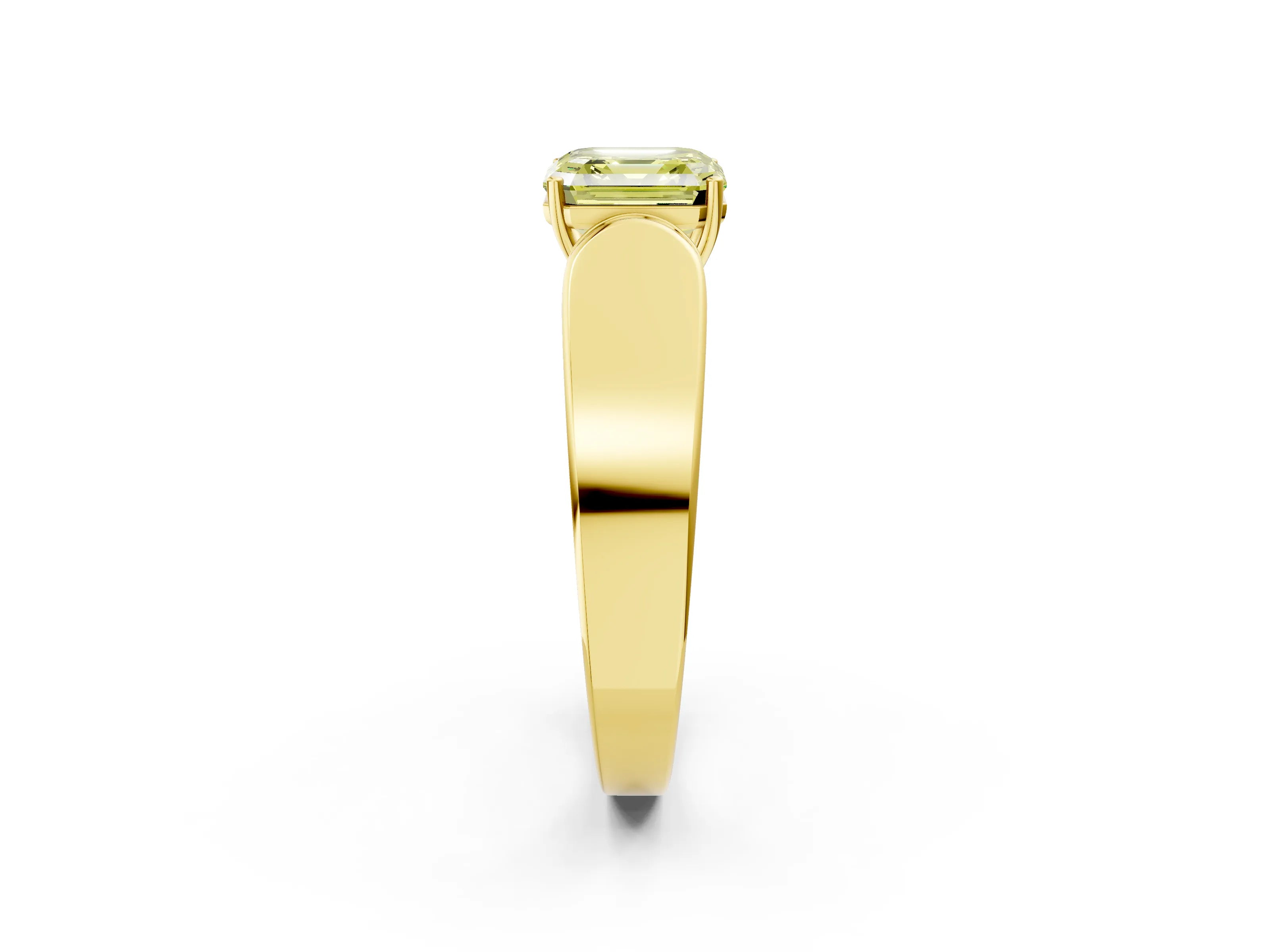 Yellow gold Fancy Yellow Asscher Cut Cut Diamond Channel Set Solitaire Ring with Four-Prong Setting_2