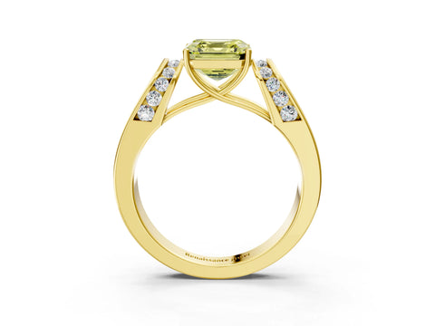 Yellow gold Fancy Yellow Asscher Cut Cut Diamond Channel Set Solitaire Ring with Four-Prong Setting_3