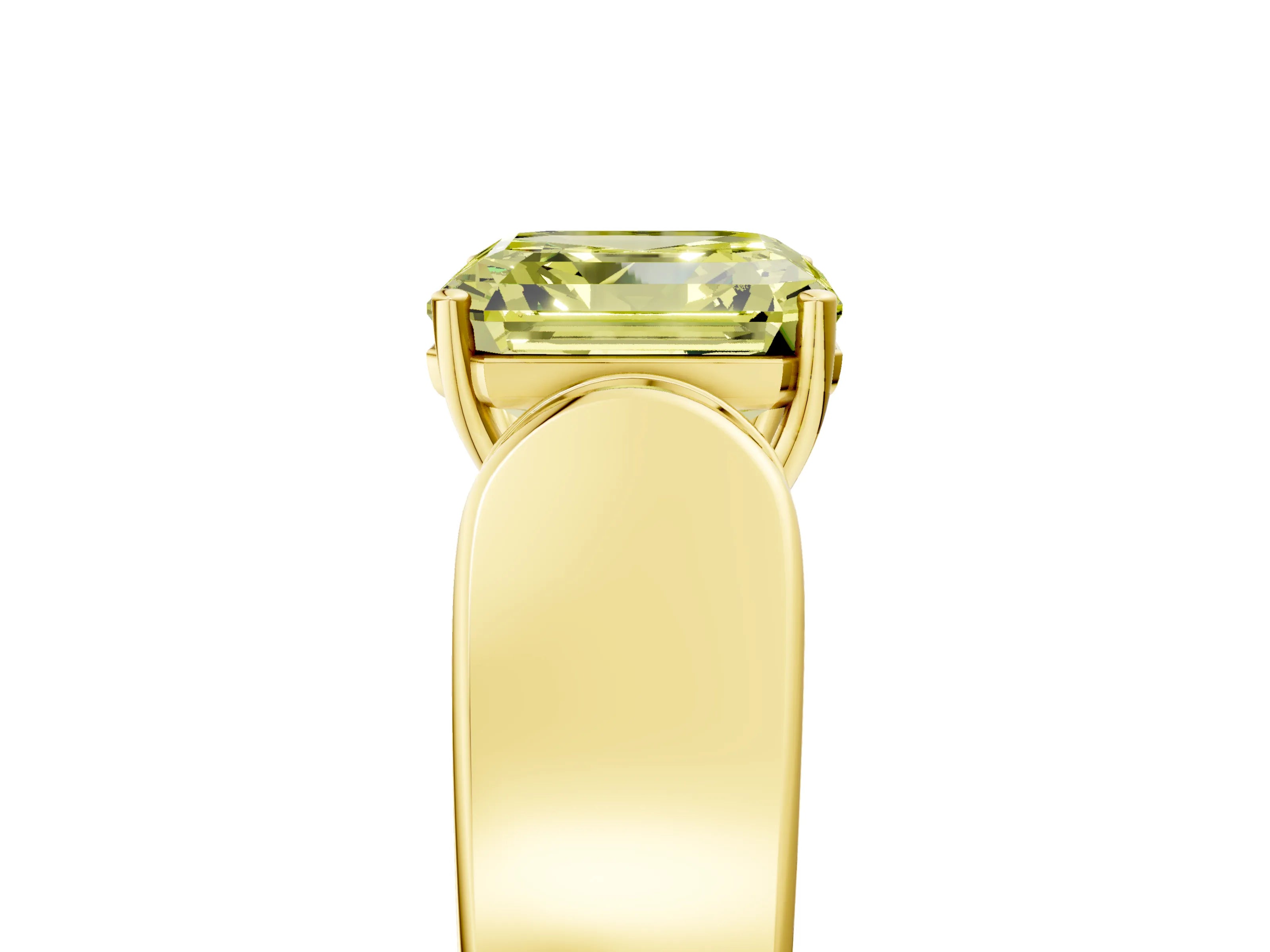 Yellow gold Fancy Yellow Asscher Cut Cut Diamond Channel Set Solitaire Ring with Four-Prong Setting_5