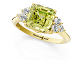 Yellow gold Fancy Yellow Asscher Cut Cut Diamond Cluster Ring with Solitaire Band and Four-Prong Setting_1