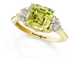 Yellow gold Fancy Yellow Asscher Cut Cut Diamond Cluster Ring with Solitaire Band and Four-Prong Setting_13