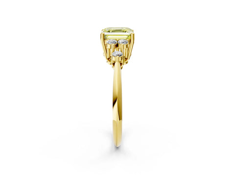 Yellow gold Fancy Yellow Asscher Cut Cut Diamond Cluster Ring with Solitaire Band and Four-Prong Setting_14