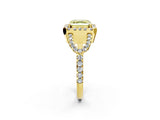 Yellow gold Fancy Yellow Asscher Cut Cut Diamond Halo Engagement Ring with Open Split Pavé Band_2